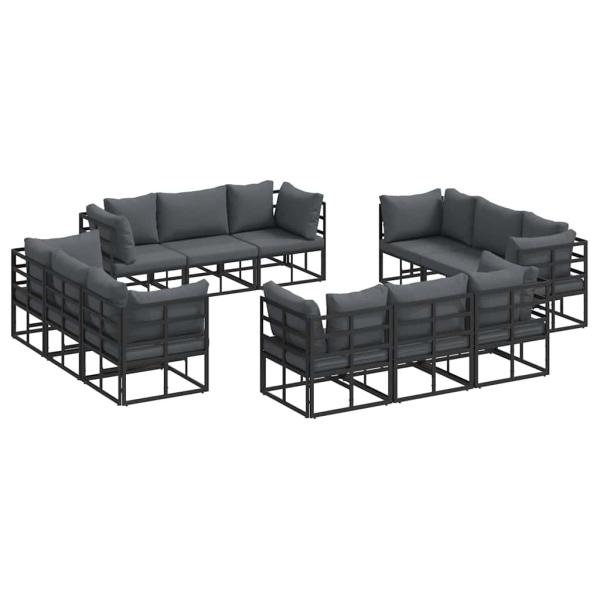 Garten-Sofa-Set 12 pcs Schwarz 213 x 71.5 x 71 cm Aluminium