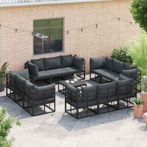 Garten-Sofa-Set 12 pcs Schwarz 213 x 71.5 x 71 cm Aluminium