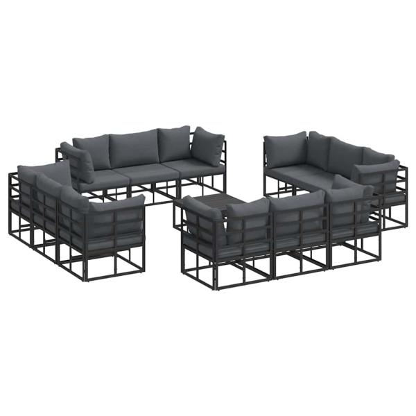 Garten-Sofa-Set 13 pcs Schwarz 70 x 70 x 32 cm Aluminium