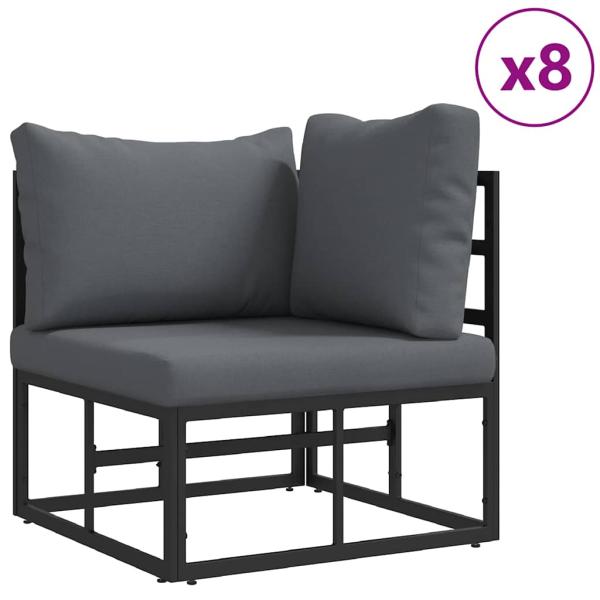 Garten-Sofa-Set 13 pcs Schwarz 70 x 70 x 32 cm Aluminium