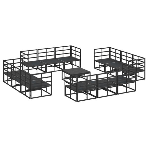 Garten-Sofa-Set 13 pcs Schwarz 70 x 70 x 32 cm Aluminium