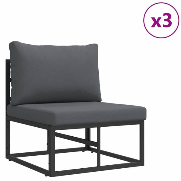 Garten-Sofa-Set 5 pcs Schwarz 213 x 71.5 x 71 cm Aluminium