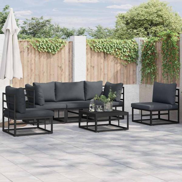 ARDEBO.de - Garten-Sofa-Set 6 pcs Schwarz 70 x 70 x 32 cm Aluminium
