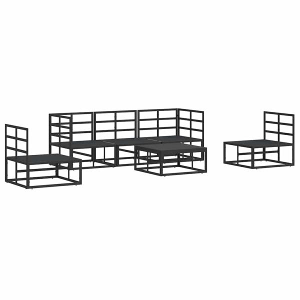 Garten-Sofa-Set 6 pcs Schwarz 70 x 70 x 32 cm Aluminium