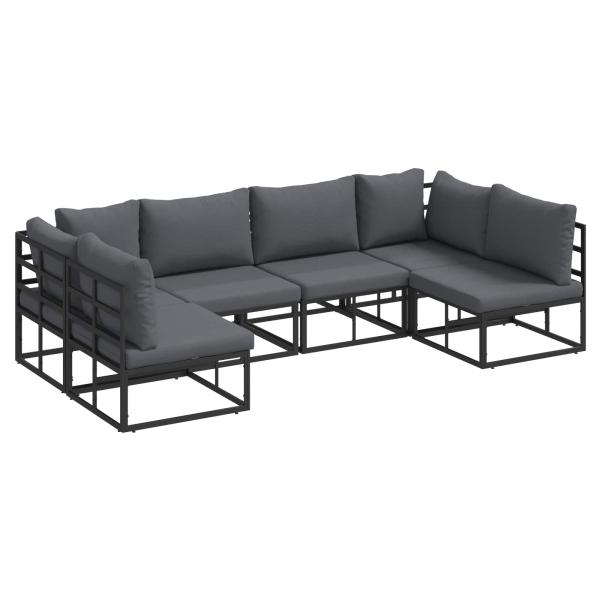 ARDEBO.de - Garten-Sofa-Set 6 pcs Schwarz 283 x 141,5 x 71 cm Aluminium