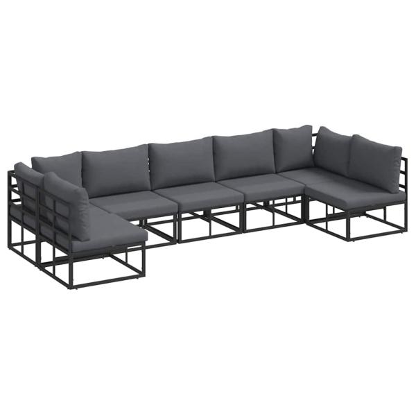 Garten-Sofa-Set 7 pcs Schwarz 353 x 141,5 x 71 cm Aluminium