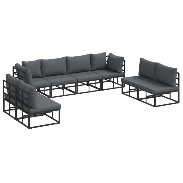 Garten-Sofa-Set 8 pcs Schwarz 283 x 71.5 x 71 cm Aluminium