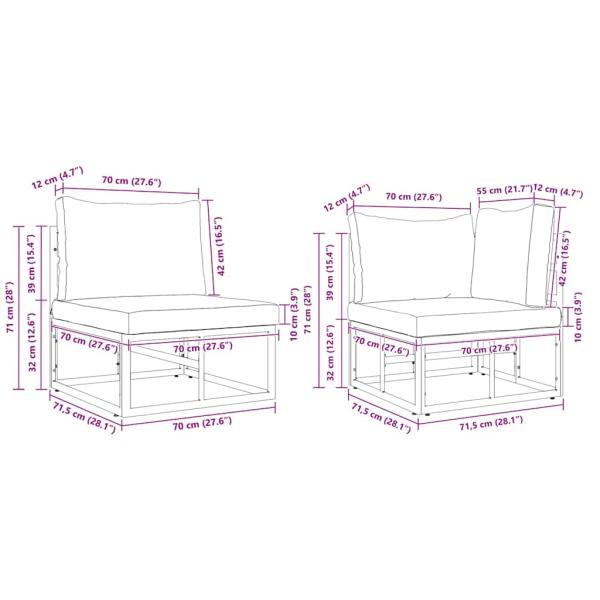 Garten-Sofa-Set 8 pcs Schwarz 283 x 71.5 x 71 cm Aluminium