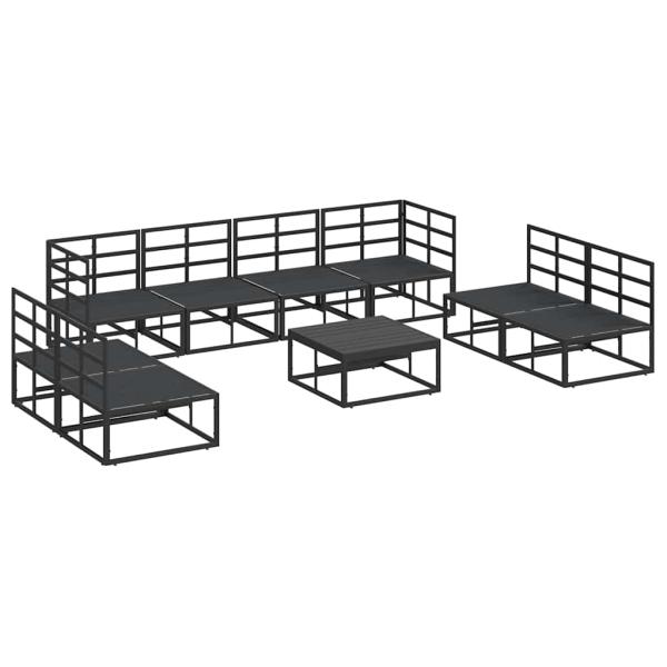 Garten-Sofa-Set 9 pcs Schwarz 70 x 70 x 32 cm Aluminium