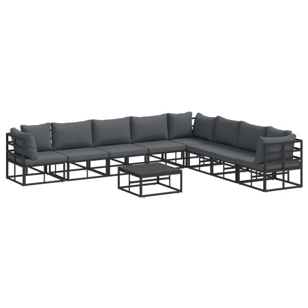 ARDEBO.de - Garten-Sofa-Set 9 pcs Schwarz 70 x 70 x 32 cm Aluminium