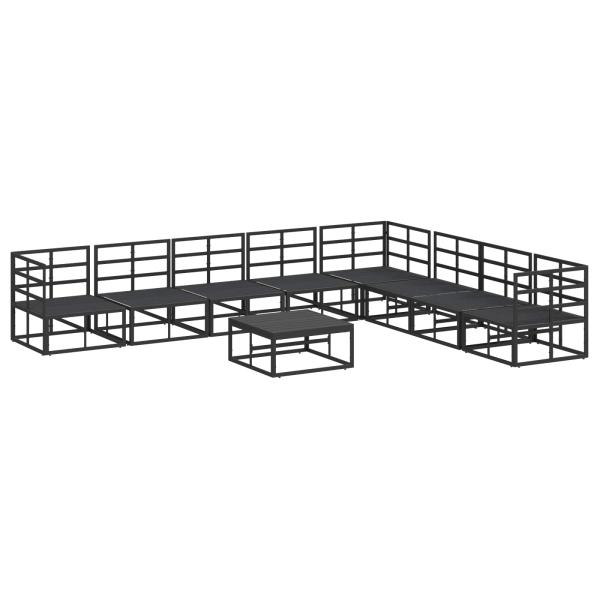 Gartensofa-set mit Kissen 9 pcs Schwarz Aluminium