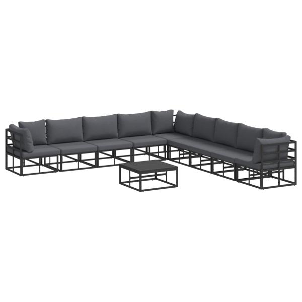Garten-Sofa-Set 10 pcs Schwarz 70 x 70 x 32 cm Aluminium