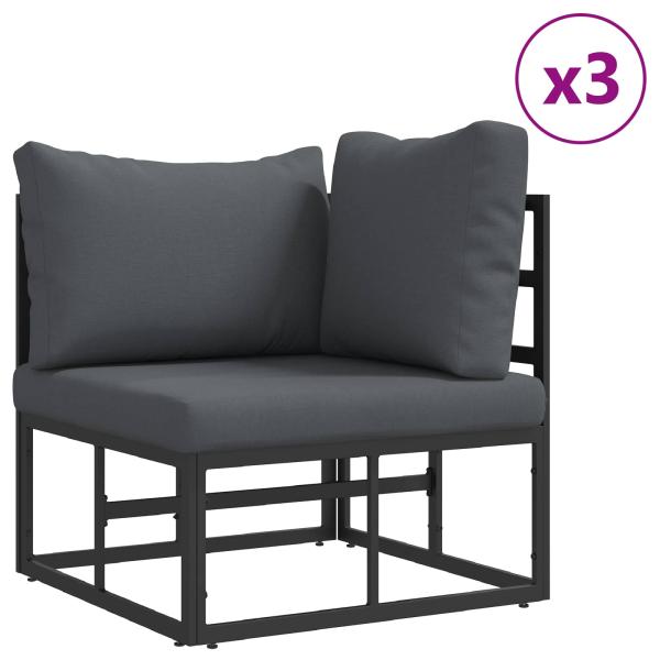 Garten-Sofa-Set 11 pcs Schwarz 70 x 70 x 32 cm Aluminium