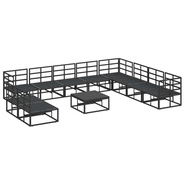 Garten-Sofa-Set 11 pcs Schwarz 70 x 70 x 32 cm Aluminium