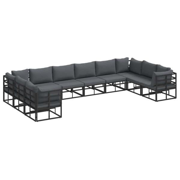 Garten-Sofa-Set 10 pcs Schwarz 423 x 213 x 71 cm Aluminium