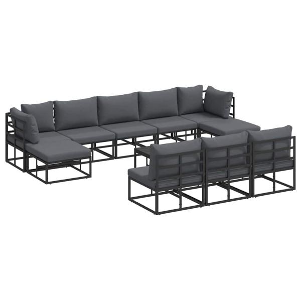 Garten-Sofa-Set 11 pcs Schwarz 70 x 70 x 32 cm Aluminium