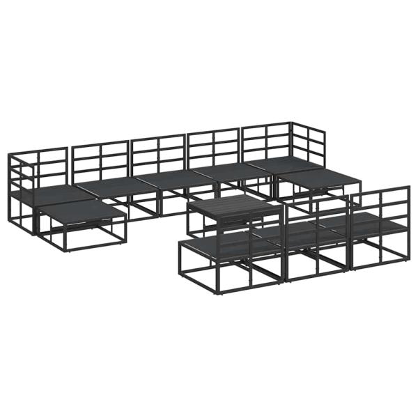Garten-Sofa-Set 11 pcs Schwarz 70 x 70 x 32 cm Aluminium
