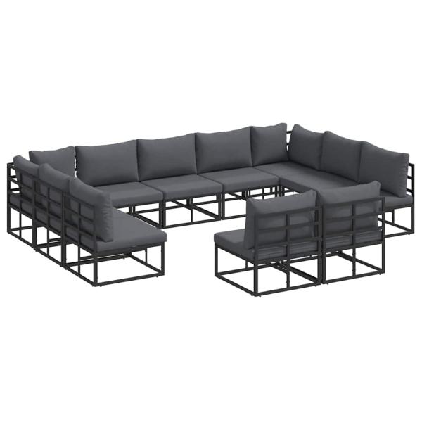 Garten-Sofa-Set 11 pcs Schwarz 353 x 211,5 x 71 cm Aluminium