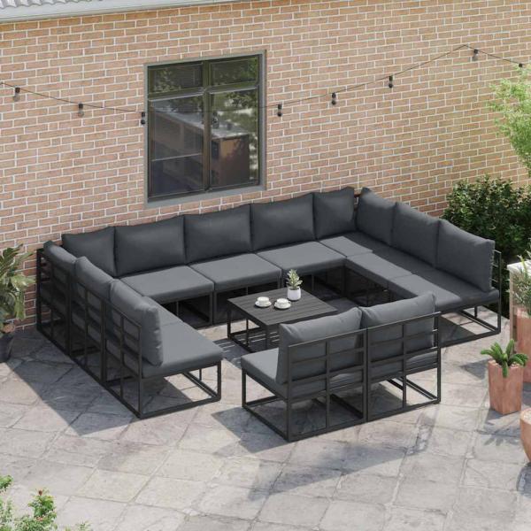 Garten-Sofa-Set 11 pcs Schwarz 353 x 211,5 x 71 cm Aluminium