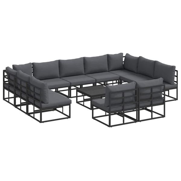 Garten-Sofa-Set 12 pcs Schwarz 70 x 70 x 32 cm Aluminium