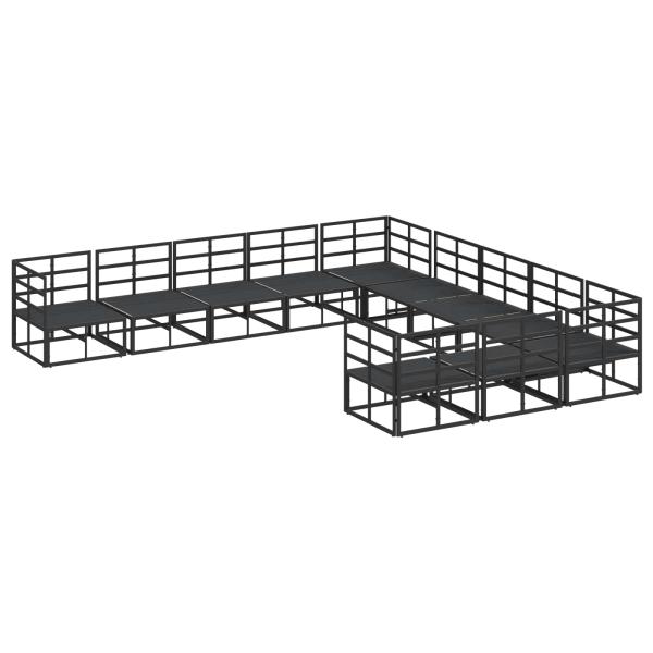 Garten-Sofa-Set 11 pcs Schwarz 70 x 70 x 32 cm Aluminium