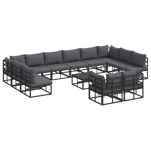 Garten-Sofa-Set 13 pcs Schwarz 70 x 70 x 32 cm Aluminium