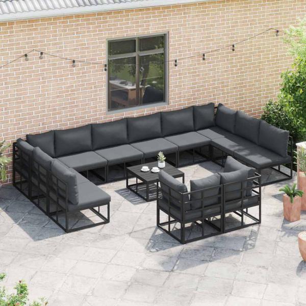Garten-Sofa-Set 13 pcs Schwarz 70 x 70 x 32 cm Aluminium