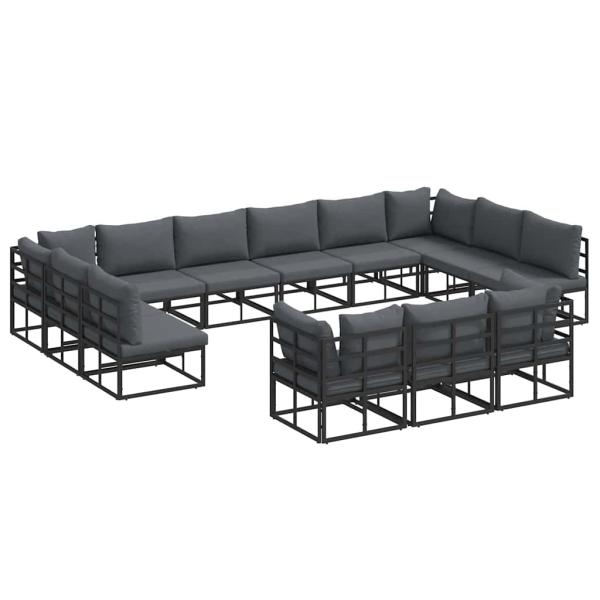 Garten-Sofa-Set 13 pcs Schwarz 423 x 211,5 x 71 cm Aluminium