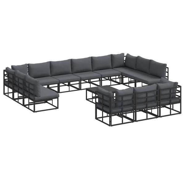 Garten-Sofa-Set 14 pcs Schwarz 70 x 70 x 32 cm Aluminium