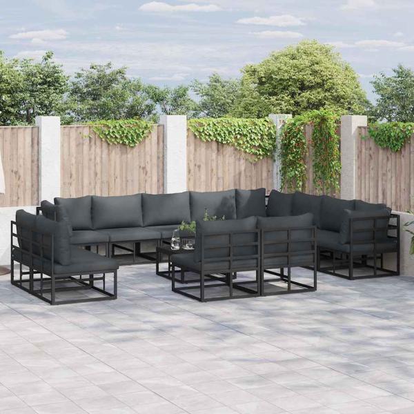 ARDEBO.de - Garten-Sofa-Set 12 pcs Schwarz 353 x 283 x 71 cm Aluminium