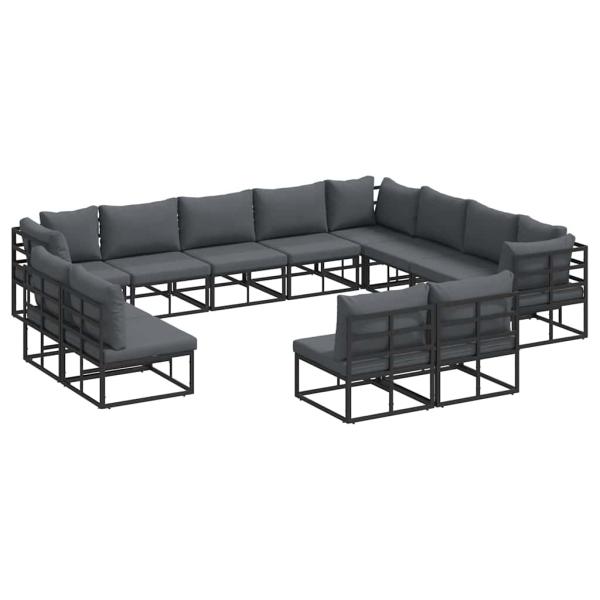 Garten-Sofa-Set 12 pcs Schwarz 353 x 283 x 71 cm Aluminium