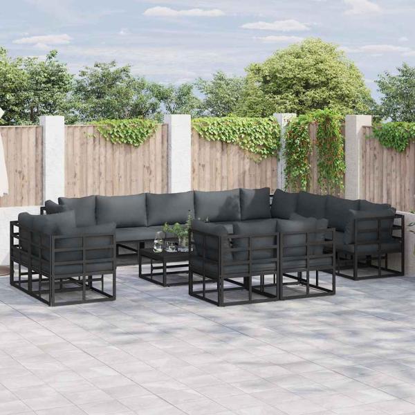 ARDEBO.de - Garten-Sofa-Set 12 pcs Schwarz 353 x 283 x 71 cm Aluminium