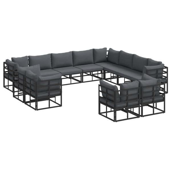 Garten-Sofa-Set 12 pcs Schwarz 353 x 283 x 71 cm Aluminium