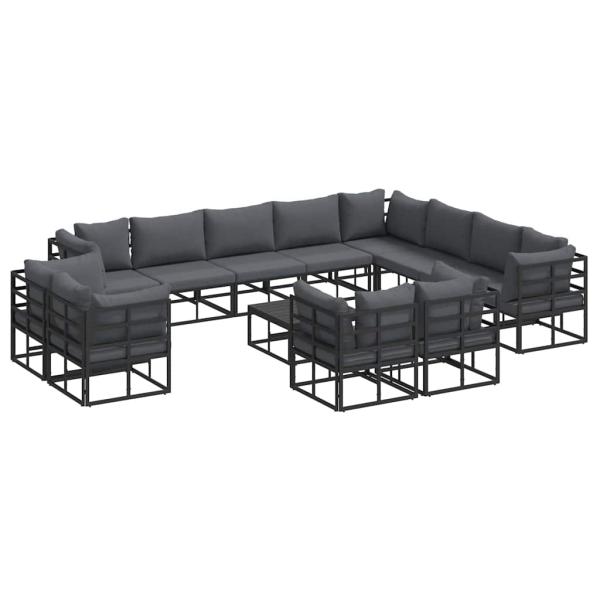 Garten-Sofa-Set 13 pcs Schwarz 70 x 70 x 32 cm Aluminium