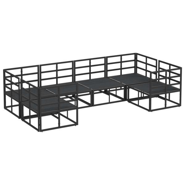 Garten-Sofa-Set 6 pcs Schwarz Aluminium