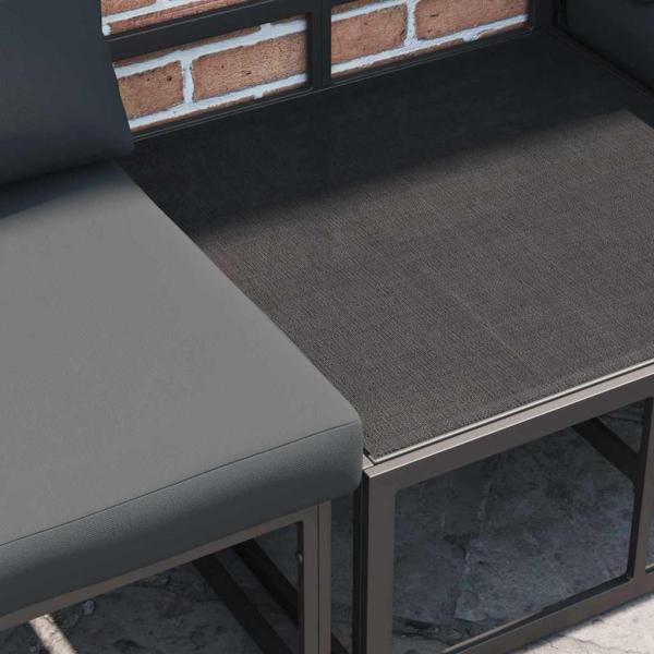Gartensofa-set 6 stk. Schwarz Aluminium