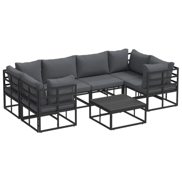 Garten-Sofa-Set 7 pcs Schwarz Aluminium