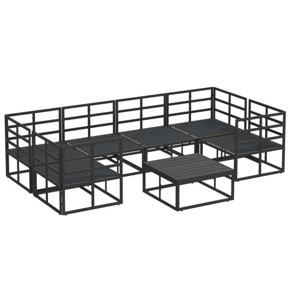 Garten-Sofa-Set 7 pcs Schwarz Aluminium