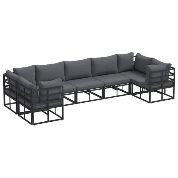ARDEBO.de - Garten-Sofa-Set 7 pcs Schwarz Aluminium