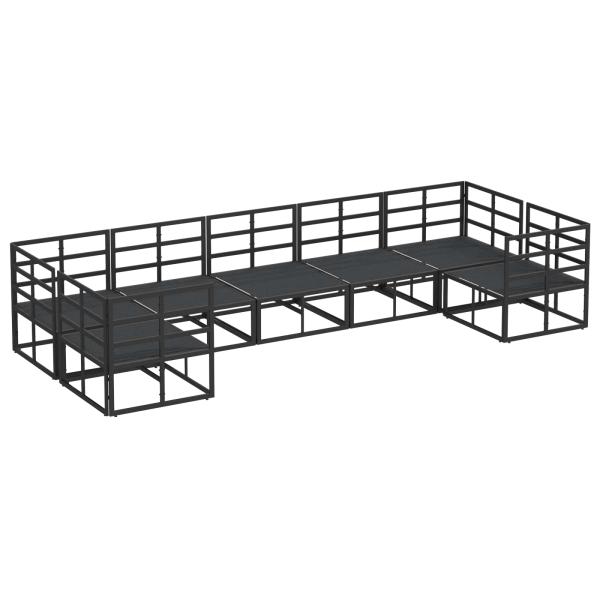 Garten-Sofa-Set 7 pcs Schwarz Aluminium