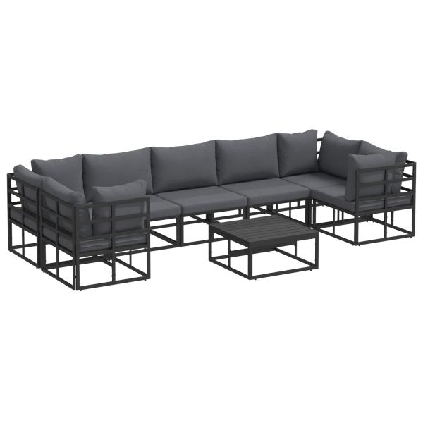 ARDEBO.de - Garten-Sofa-Set 8 pcs Schwarz Aluminium