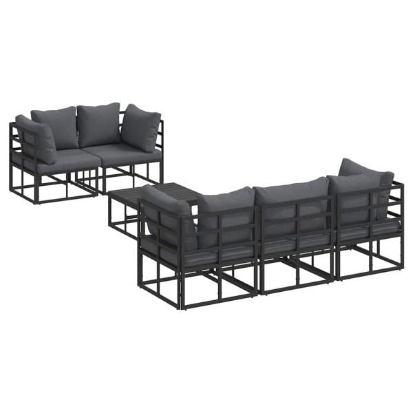 Garten-Sofa-Set 6 pcs Schwarz 70 x 70 x 32 cm Aluminium