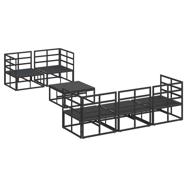 Gartensofa-set mit Kissen 6 pcs Schwarz Stahl