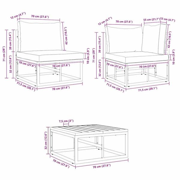 Gartensofa-set mit Kissen 6 pcs Schwarz Stahl
