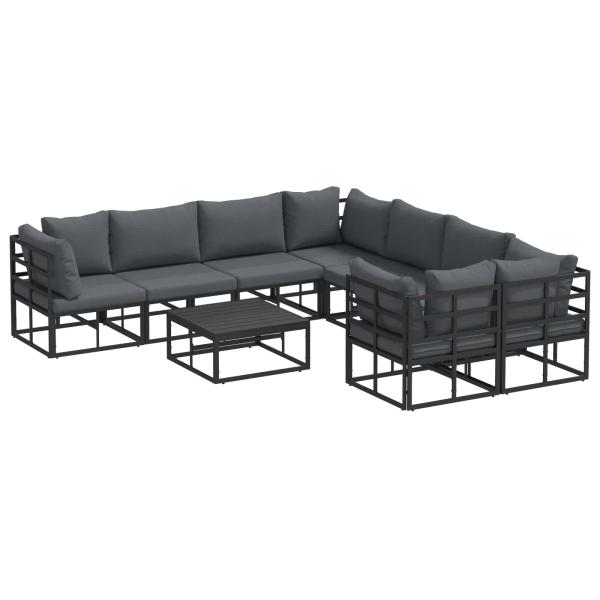 ARDEBO.de - Garten-Sofa-Set 9 pcs Schwarz 70 x 70 x 32 cm Aluminium