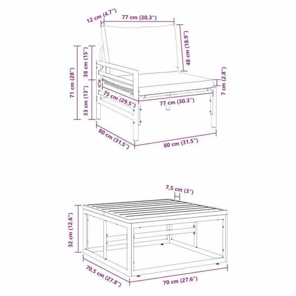 Garten-Sofa-Set 3 pcs Anthrazit Stahl