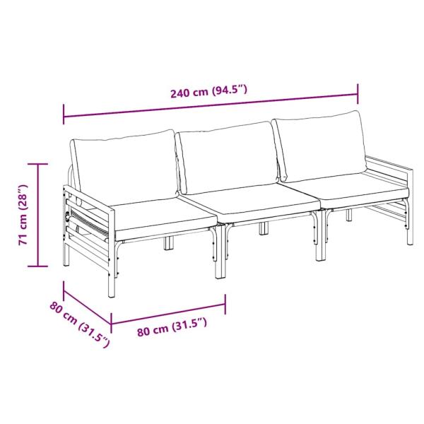 Garten-Sofa-Set 3 pcs Anthrazit Stahl