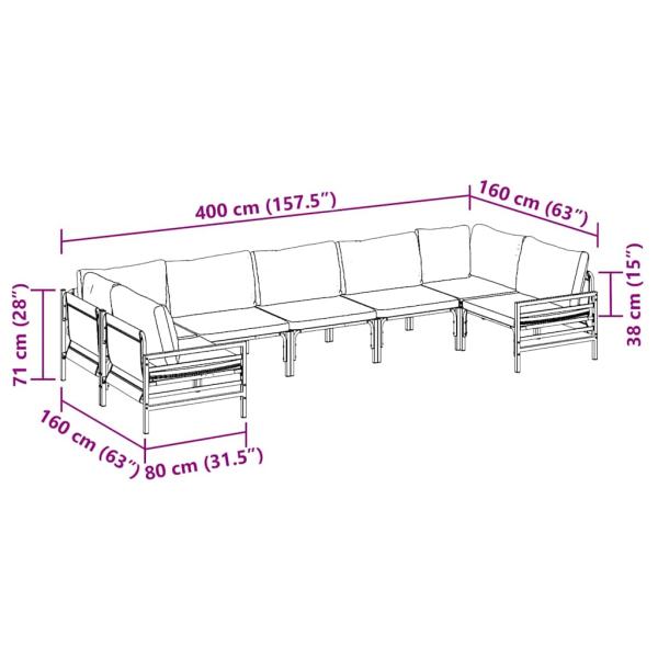 Garten-Sofa-Set 7 pcs Anthrazit Stahl