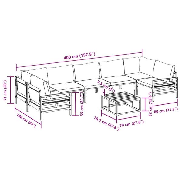 Garten-Sofa-Set 8 pcs Anthrazit Stahl