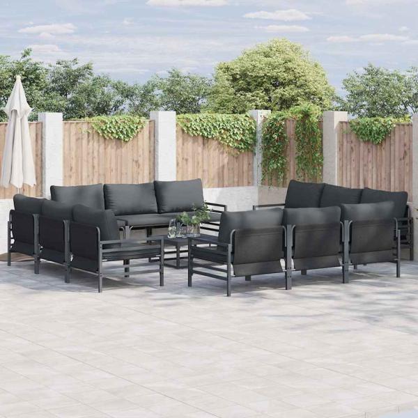 ARDEBO.de - Garten-Sofa-Set 12 pcs Anthrazit Stahl